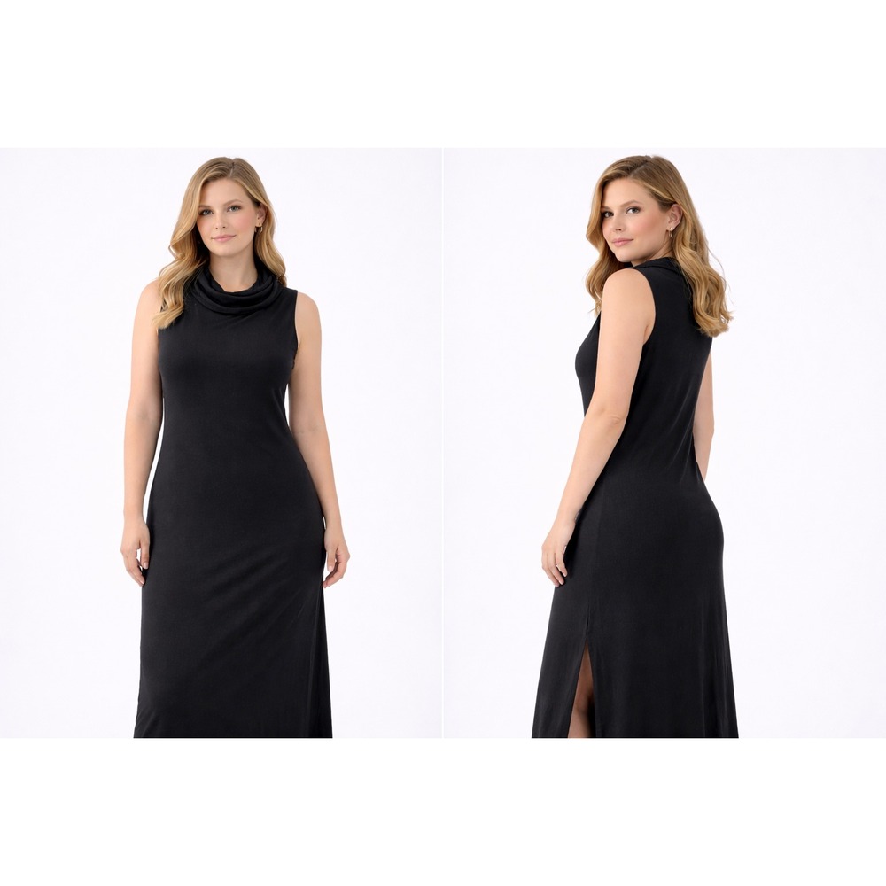 NWT Cupcakes and Cashmere Womens Dress Small Black Turtleneck Maxi Minimalist‎